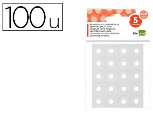 Argolas autoadesiva liderpapel brancas bolsa com 5 folhas , Liderpapel , 42986 , 8423473429864